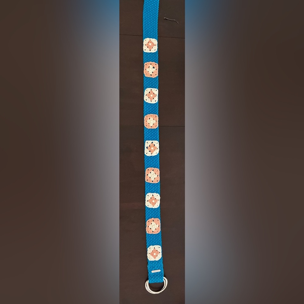 Handcrafted Blue and Cream Crochet Belt